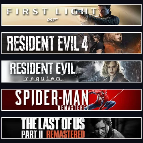 007 +Evil 4 +Evil 9 +Spider 1 +TLOU2